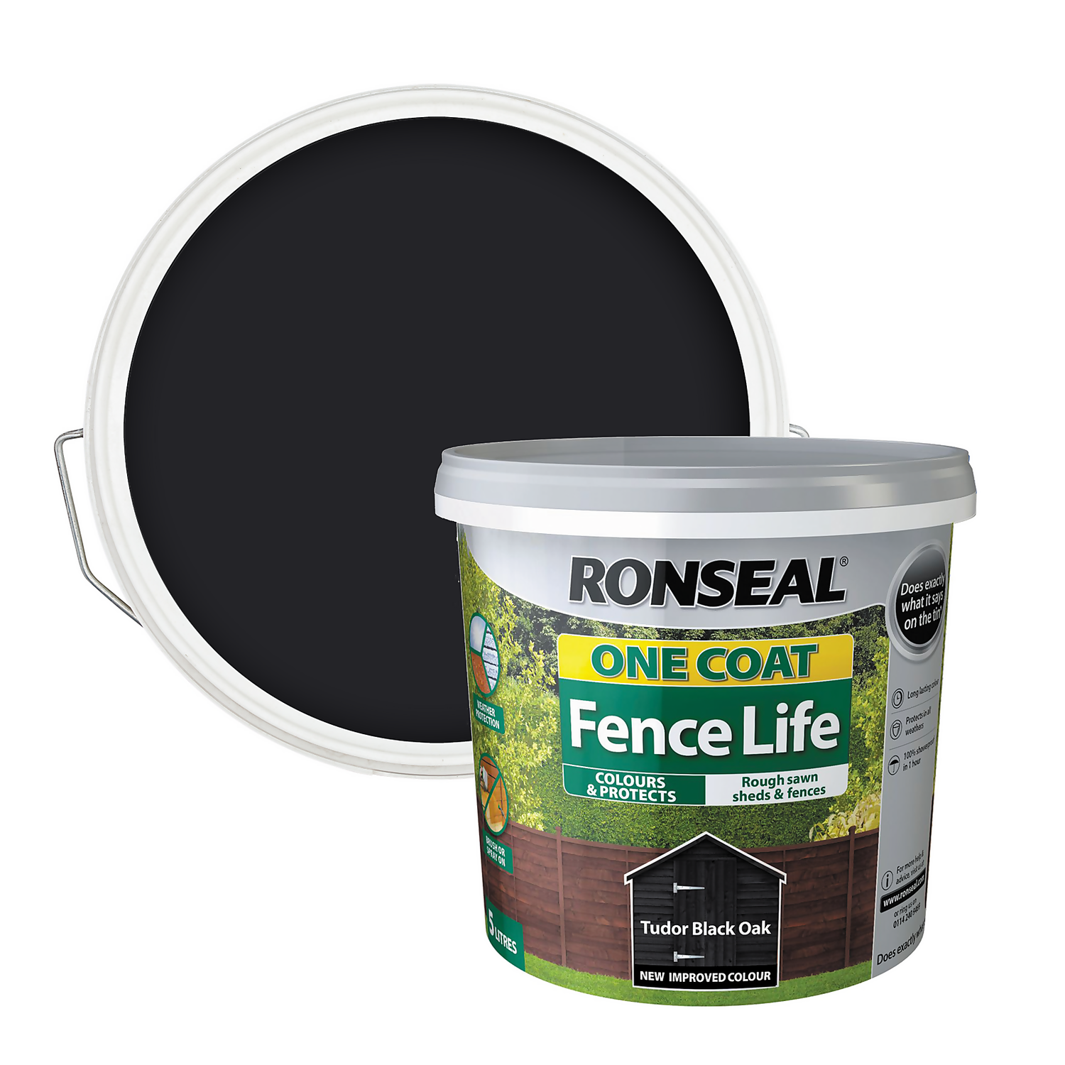 Ronseal One Coat Fence Life Paint Tudor Black Oak - 5L Ronseal One Coat Fence Life Paint Tudor Black Oak - 5L -Best Paint Store 12804242 2004942087300050