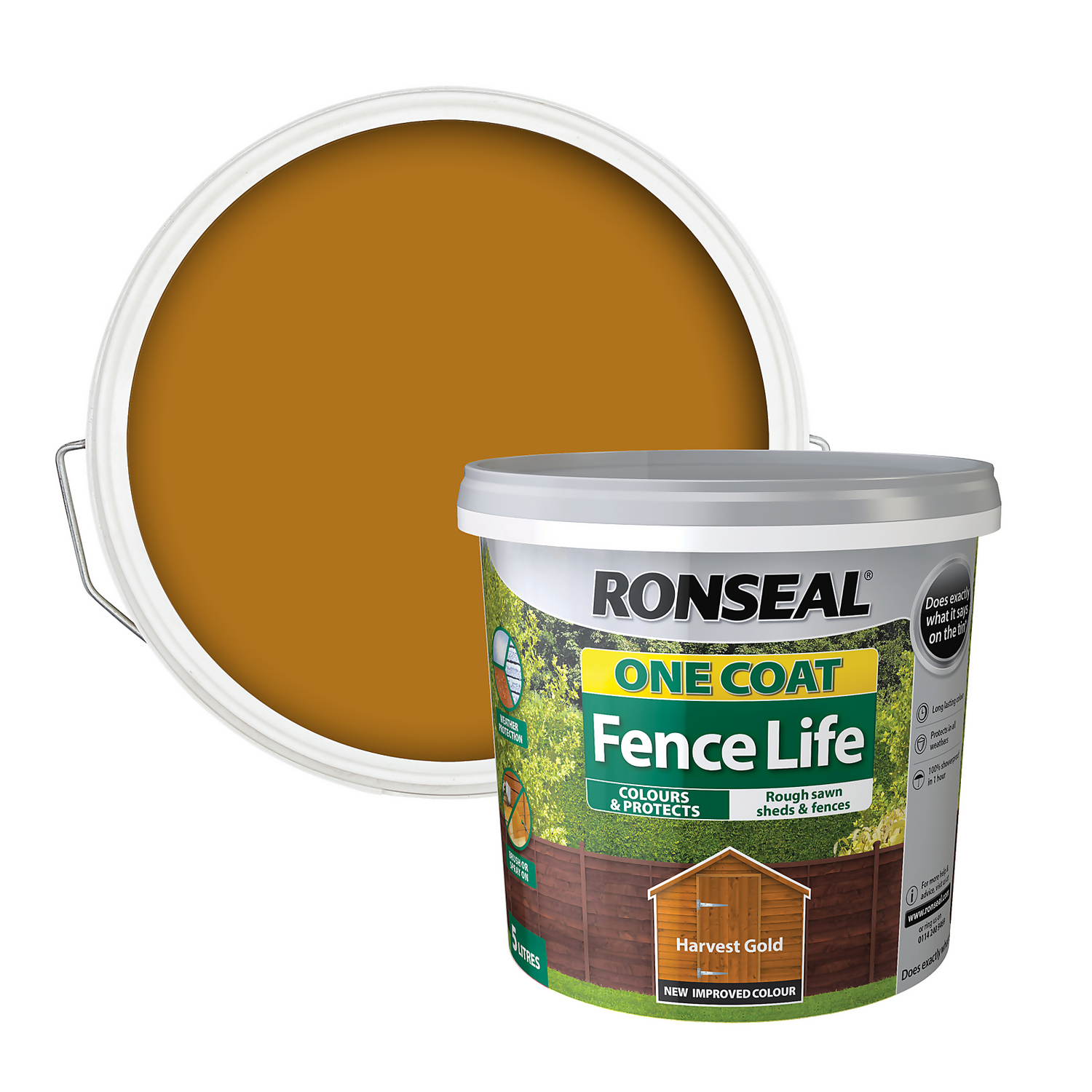 Ronseal One Coat Fence Life Paint Harvest Gold - 5L Ronseal One Coat Fence Life Paint Harvest Gold - 5L -Best Paint Store 12804244 1184942087231488