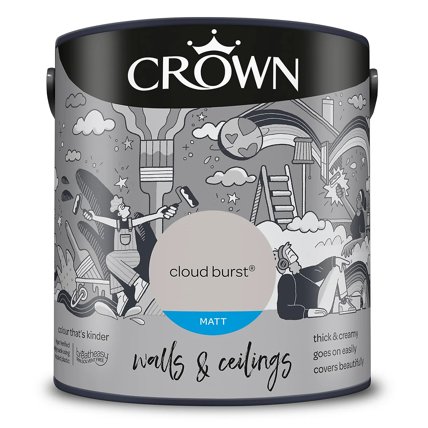 Crown Walls & Ceilings Matt Emulsion Cloud Burst - 2.5L Crown Walls & Ceilings Matt Emulsion Cloud Burst - 2.5L -Best Paint Store 12804351 1384969531379487