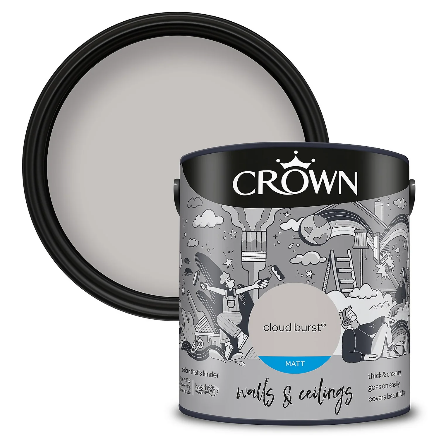 Crown Walls & Ceilings Matt Emulsion Cloud Burst - 2.5L Crown Walls & Ceilings Matt Emulsion Cloud Burst - 2.5L -Best Paint Store 12804351 8834969530803706