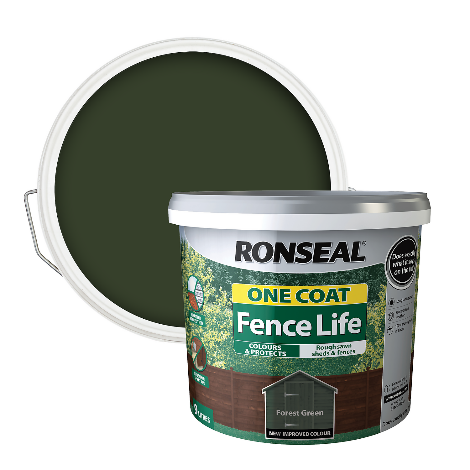 Ronseal One Coat Fence Life Paint Forest Green - 9L Ronseal One Coat Fence Life Paint Forest Green - 9L -Best Paint Store 12804808 2864942086483510
