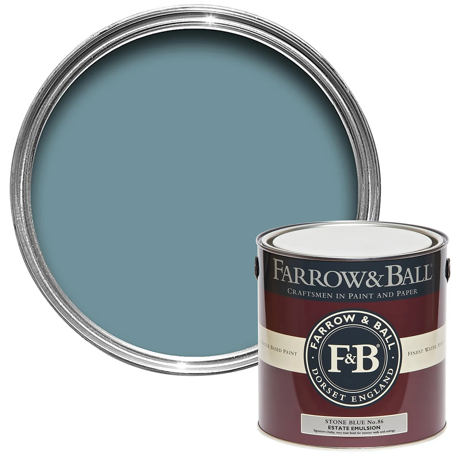 Farrow & Ball Estate Matt Emulsion Paint Stone Blue - 2.5L Farrow & Ball Estate Matt Emulsion Paint Stone Blue - 2.5L -Best Paint Store 12810013 1394951337836725
