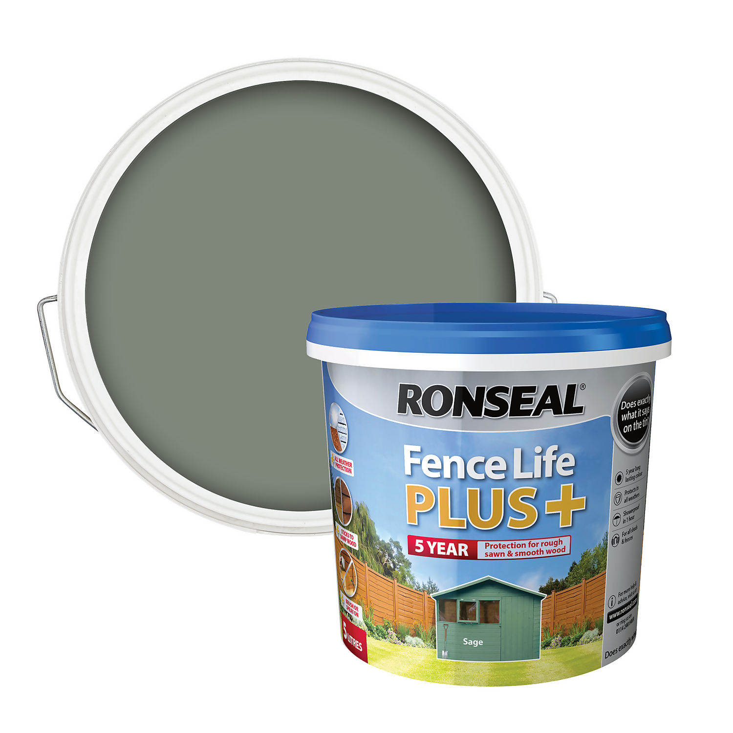 Ronseal Fence Life Plus Paint Sage - 5L Ronseal Fence Life Plus Paint Sage - 5L -Best Paint Store 12821351 1594942086483159