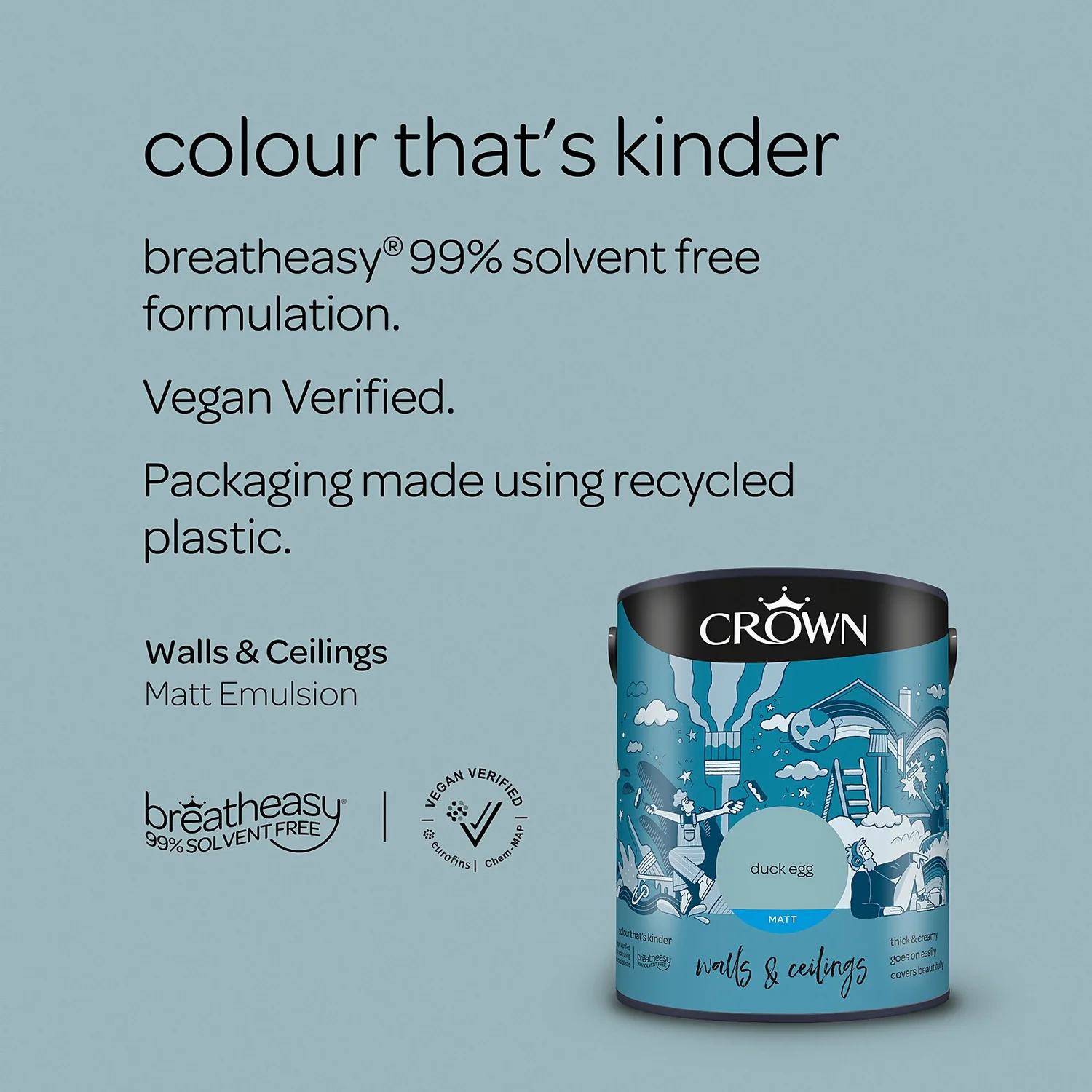 Crown Walls & Ceilings Matt Emulsion Paint Duck Egg - 5L Crown Walls & Ceilings Matt Emulsion Paint Duck Egg - 5L -Best Paint Store 12823256 1054969525591833