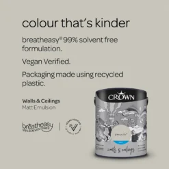 Crown Walls & Ceilings Matt Emulsion Paint Grey Putty - 5L -Best Paint Store 12823268 1564969526116536