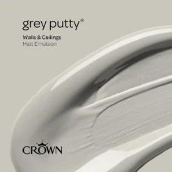 Crown Walls & Ceilings Matt Emulsion Paint Grey Putty - 5L -Best Paint Store 12823268 1944969526227380