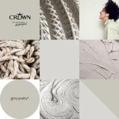 Crown Walls & Ceilings Matt Emulsion Paint Grey Putty - 5L -Best Paint Store 12823268 3374969526173797