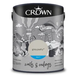 Crown Walls & Ceilings Matt Emulsion Paint Grey Putty - 5L -Best Paint Store 12823268 7244969526287119