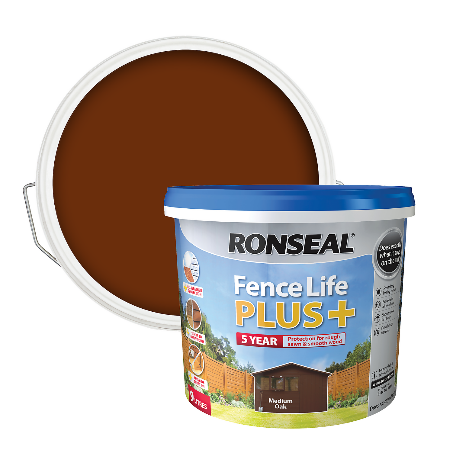 Ronseal Fence Life Plus Paint Medium Oak - 9L Ronseal Fence Life Plus Paint Medium Oak - 9L -Best Paint Store 12826700 3024942086494721