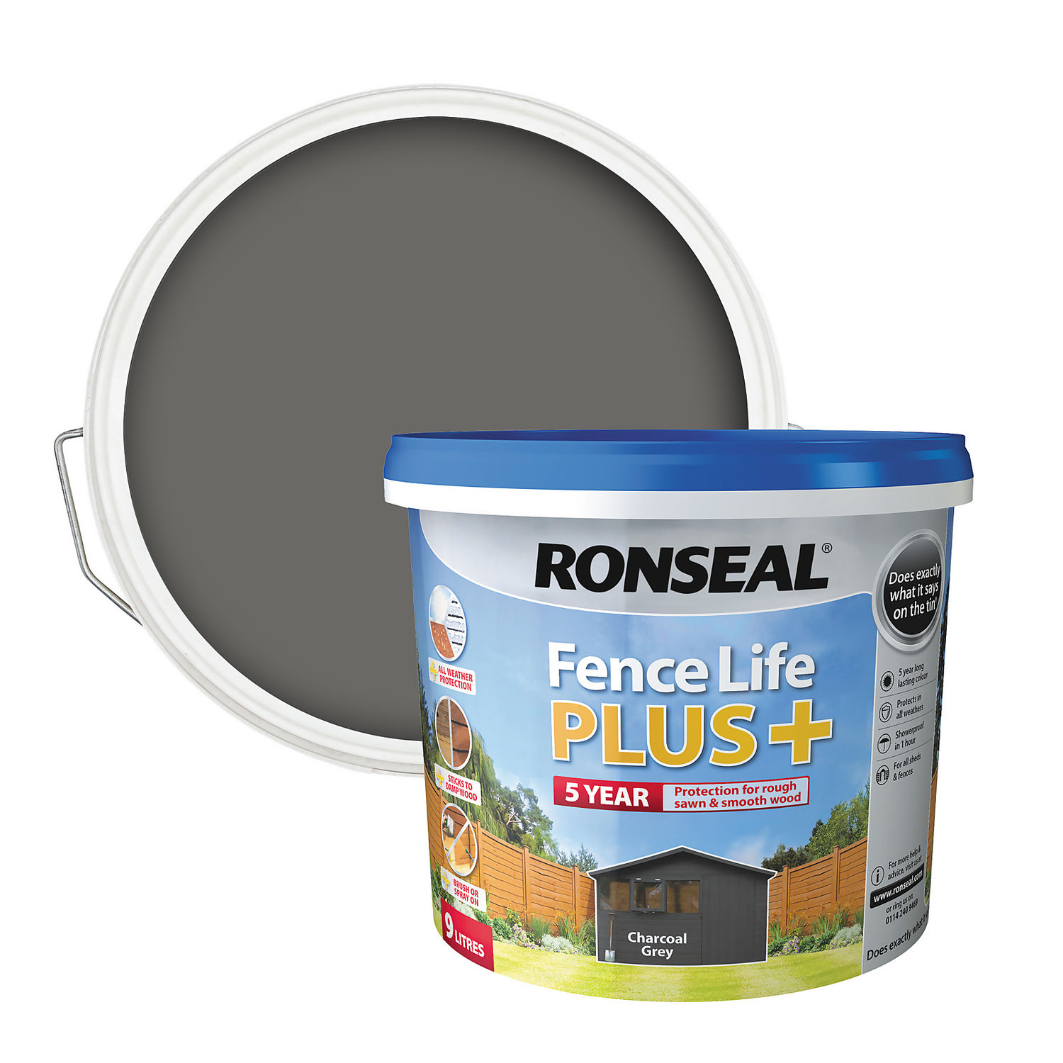Ronseal Fence Life Plus Paint Charcoal Grey - 9L Ronseal Fence Life Plus Paint Charcoal Grey - 9L -Best Paint Store 12826703 1964942086758355