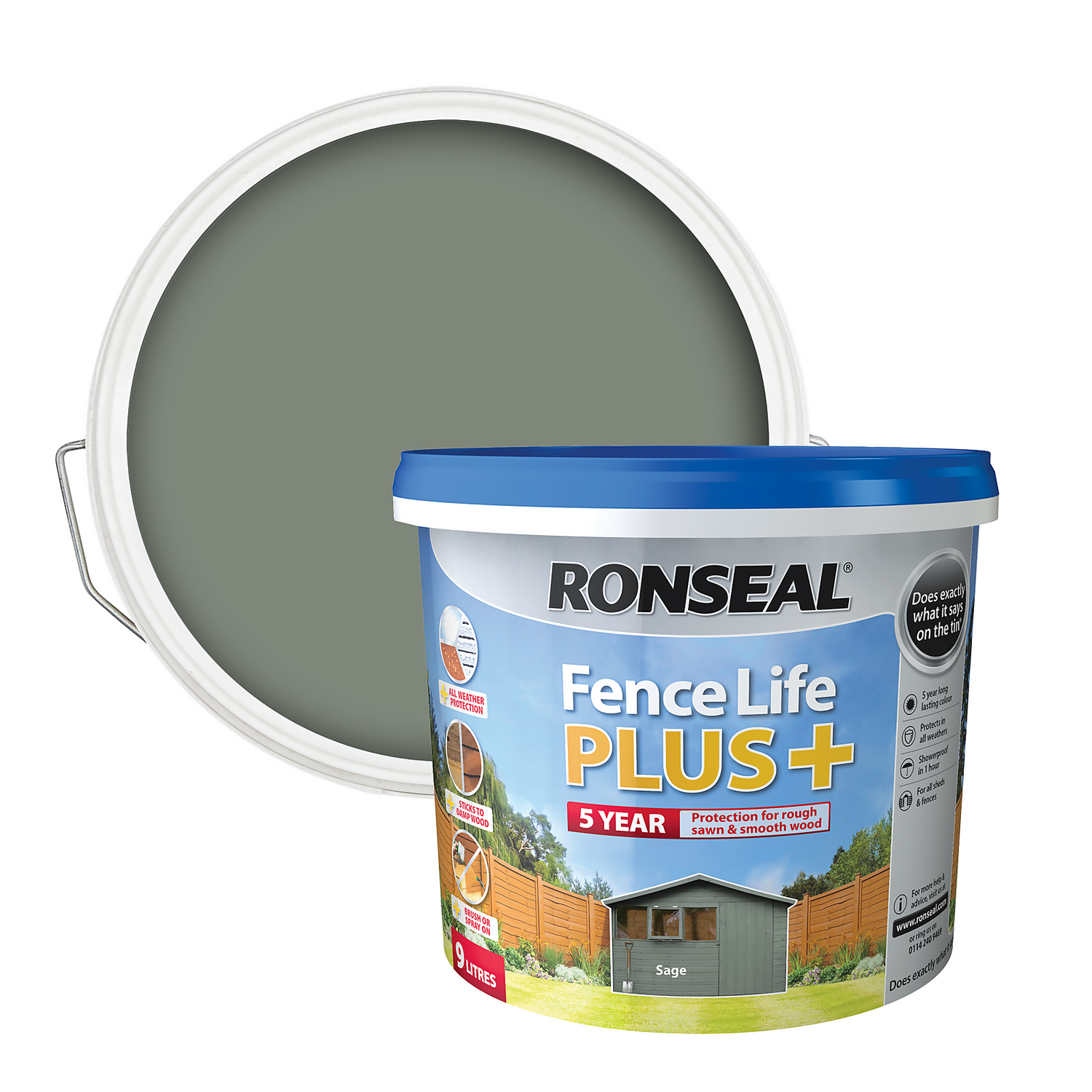 Ronseal Fence Life Plus Paint Sage - 9L Ronseal Fence Life Plus Paint Sage - 9L -Best Paint Store 12826705 1084942086773418
