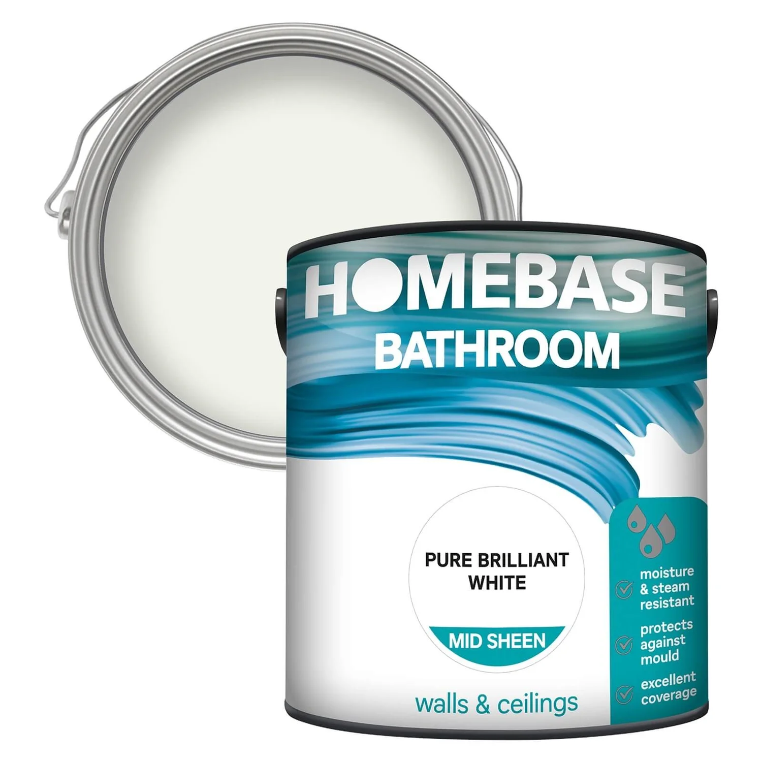 Homebase Bathroom Mid Sheen Paint - Pure Brilliant White 2.5L Homebase Bathroom Mid Sheen Paint - Pure Brilliant White 2.5L -Best Paint Store 12833776 9994831918039839