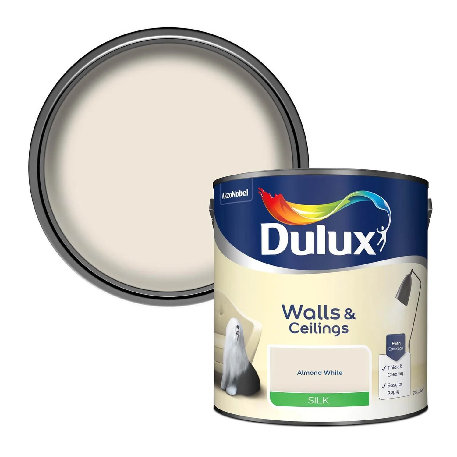 Dulux Silk Emulsion Paint Almond White - 2.5L Dulux Silk Emulsion Paint Almond White - 2.5L -Best Paint Store 12845525 1474831917566529