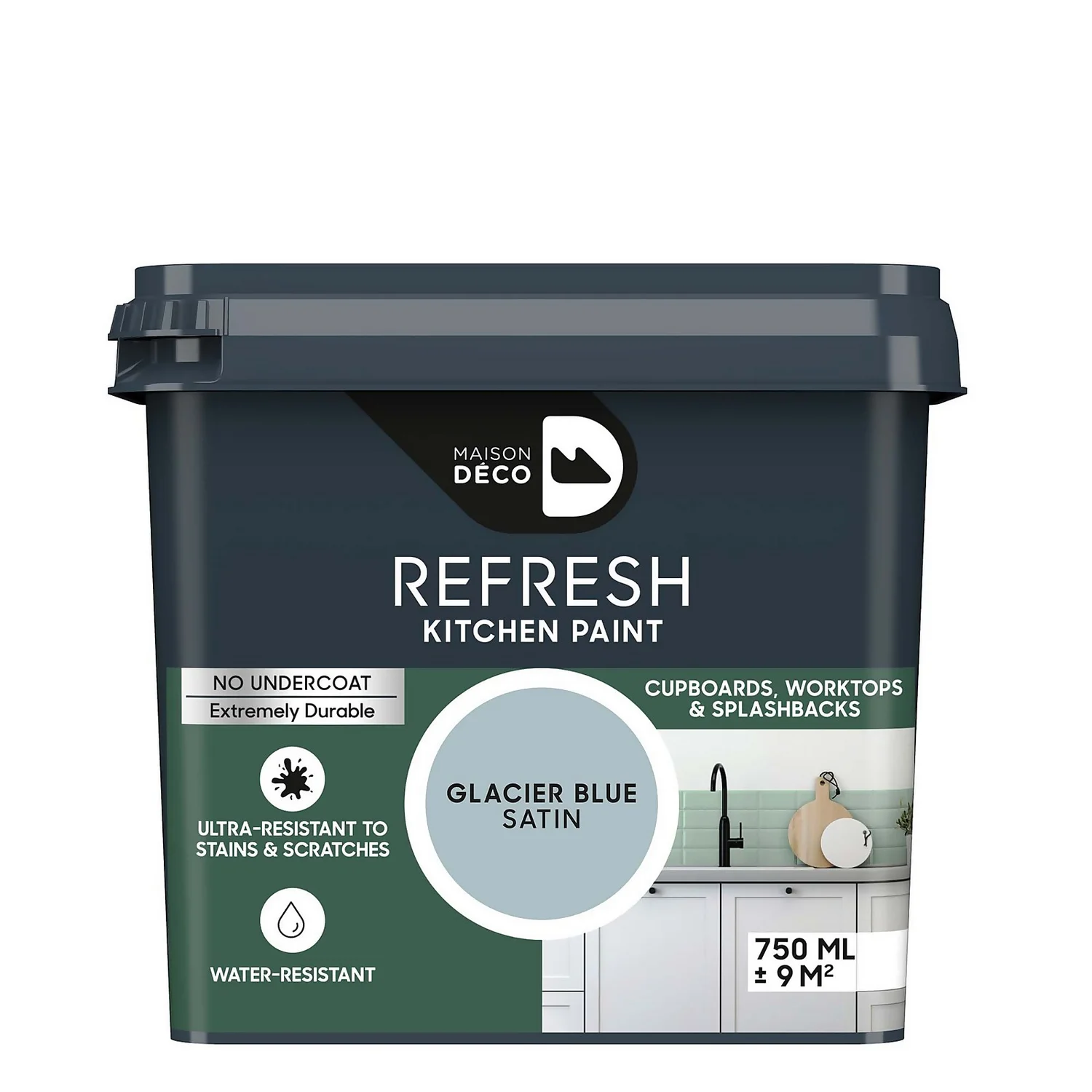 Maison Deco Refresh Kitchen Cupboards, Worktops & Splashbacks Paint Glacier Blue - 750ml Maison Deco Refresh Kitchen Cupboards, Worktops & Splashbacks Paint Glacier Blue - 750ml -Best Paint Store 12878336 2054866388453515