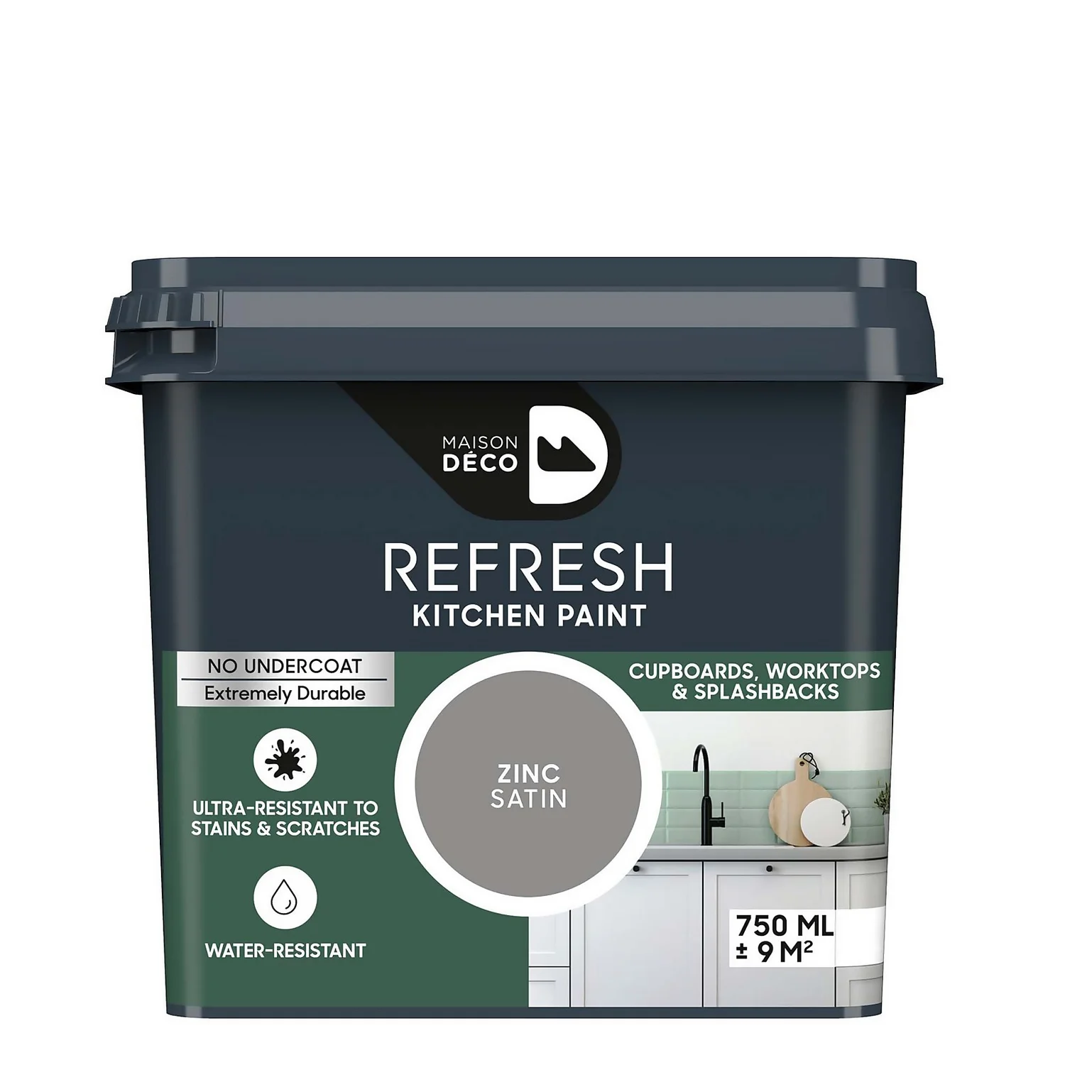 Maison Deco Refresh Kitchen Cupboards, Worktops & Splashbacks Paint Zinc - 750ml Maison Deco Refresh Kitchen Cupboards, Worktops & Splashbacks Paint Zinc - 750ml -Best Paint Store 12878346 6334860645233997