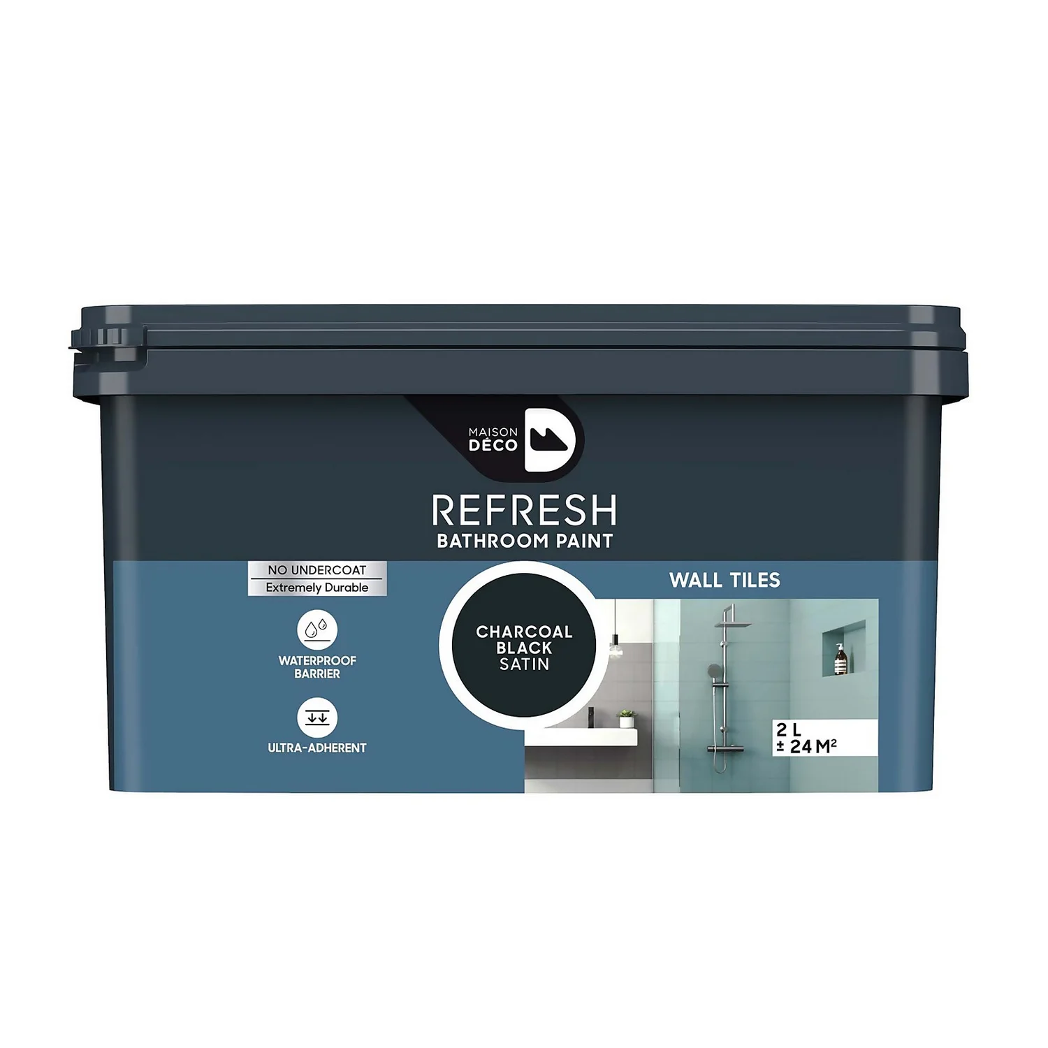 Maison Deco Refresh Bathroom Wall Tile Paint Charcoal Black - 2L Maison Deco Refresh Bathroom Wall Tile Paint Charcoal Black - 2L -Best Paint Store 12878400 1914866335702364
