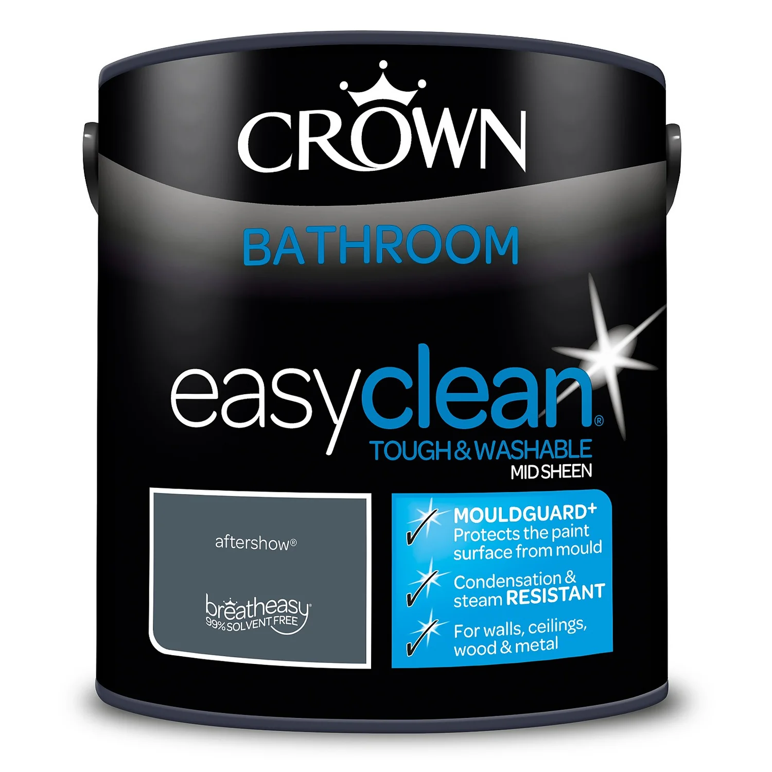 Crown Easyclean® Mouldguard+ Bathroom Mid Sheen Washable Multi Surface Paint Aftershow® - 2.5 L Crown Easyclean® Mouldguard+ Bathroom Mid Sheen Washable Multi Surface Paint Aftershow® - 2.5 L -Best Paint Store 12886751 1764853415506034