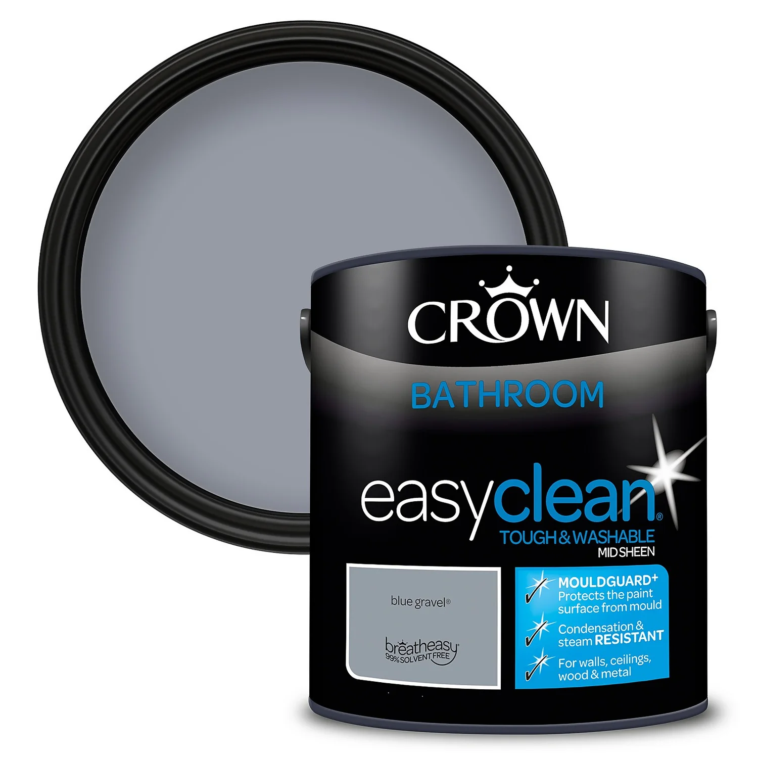 Crown Easyclean® Mouldguard+ Bathroom Mid Sheen Washable Multi Surface Paint Blue Gravel® - 2.5L Crown Easyclean® Mouldguard+ Bathroom Mid Sheen Washable Multi Surface Paint Blue Gravel® - 2.5L -Best Paint Store 12886755 1204847487552279