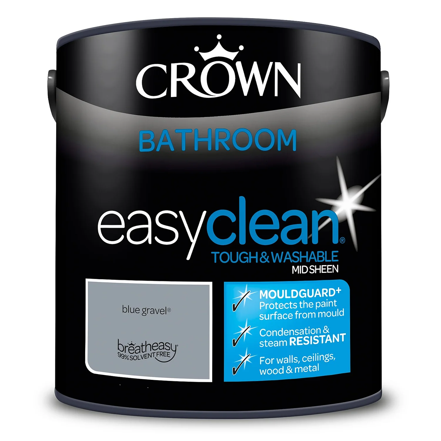 Crown Easyclean® Mouldguard+ Bathroom Mid Sheen Washable Multi Surface Paint Blue Gravel® - 2.5L Crown Easyclean® Mouldguard+ Bathroom Mid Sheen Washable Multi Surface Paint Blue Gravel® - 2.5L -Best Paint Store 12886755 1594853415650199