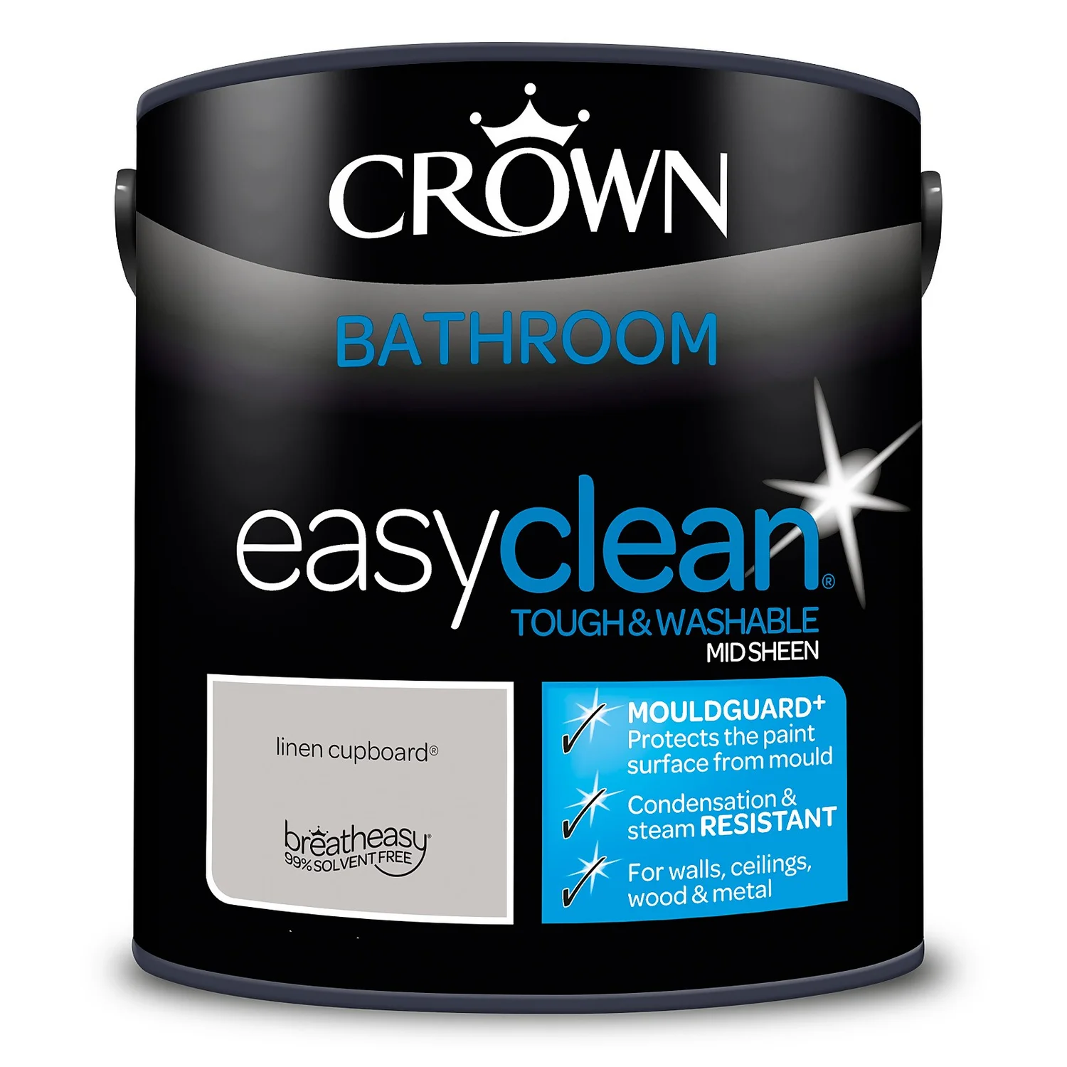 Crown Easyclean® Mouldguard+ Bathroom Mid Sheen Washable Multi Surface Paint Linen Cupboard® - 2.5L Crown Easyclean® Mouldguard+ Bathroom Mid Sheen Washable Multi Surface Paint Linen Cupboard® - 2.5L -Best Paint Store 12886760 1444853415789339