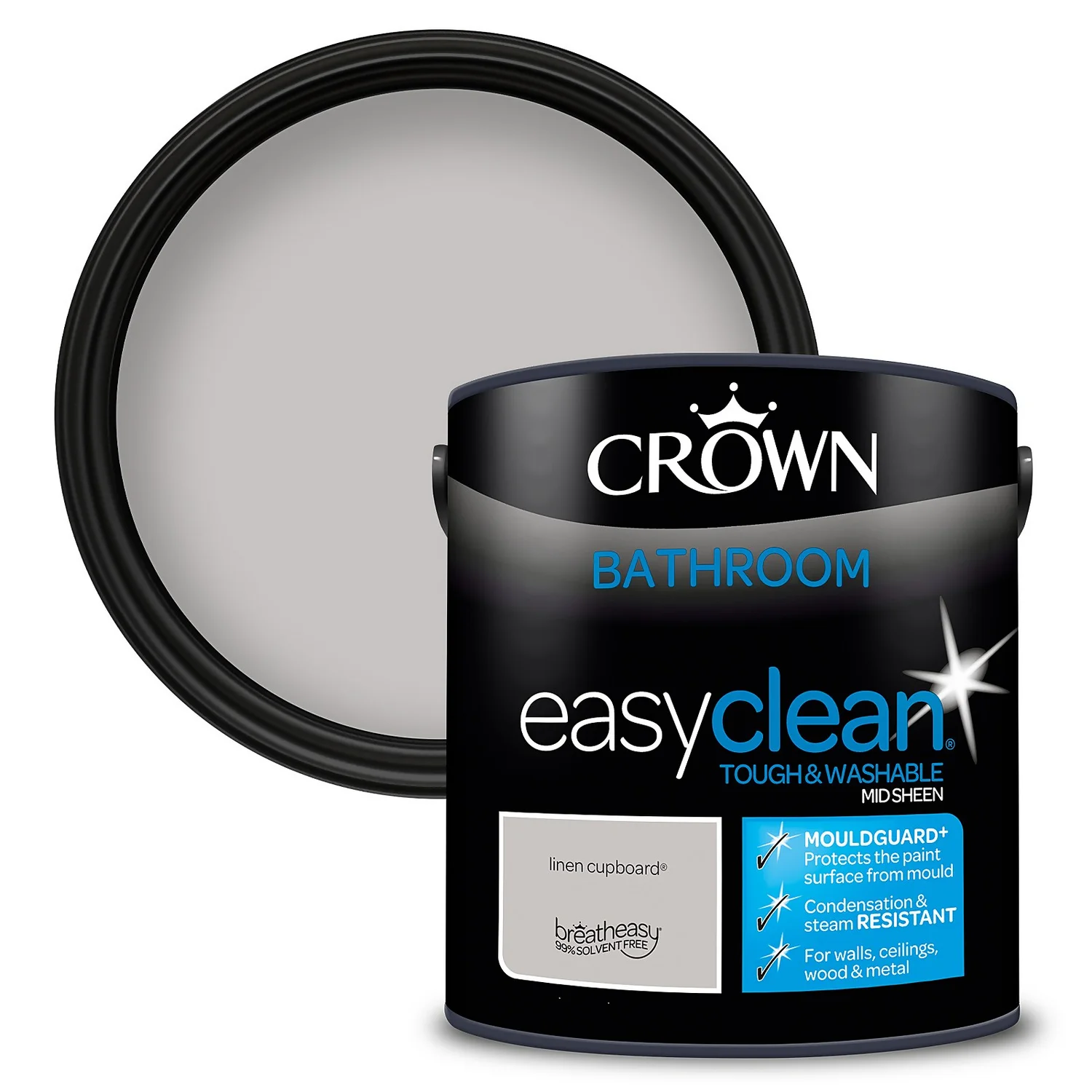 Crown Easyclean® Mouldguard+ Bathroom Mid Sheen Washable Multi Surface Paint Linen Cupboard® - 2.5L Crown Easyclean® Mouldguard+ Bathroom Mid Sheen Washable Multi Surface Paint Linen Cupboard® - 2.5L -Best Paint Store 12886760 1494847494719783