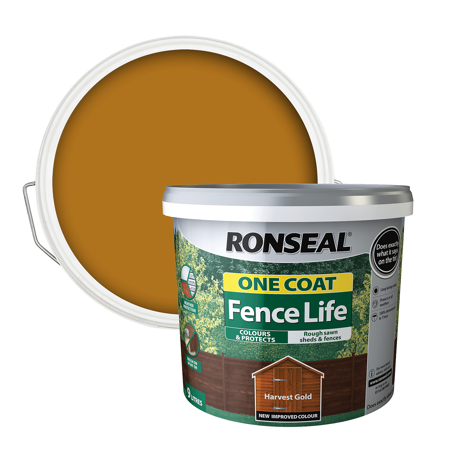 Ronseal One Coat Fence Life Paint Tudor Harvest Gold - 9L Ronseal One Coat Fence Life Paint Tudor Harvest Gold - 9L -Best Paint Store 13032829 1044942087207224