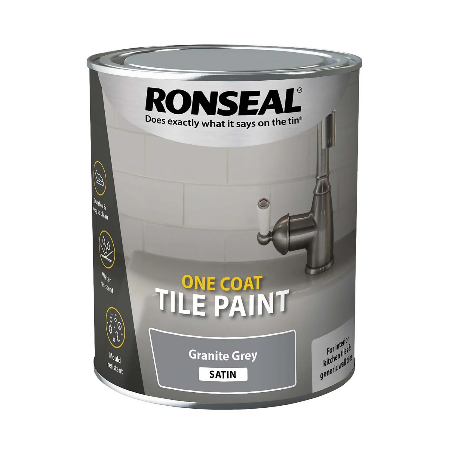 Ronseal One Coat Tile Paint Granite Grey Satin - 750ml Ronseal One Coat Tile Paint Granite Grey Satin - 750ml -Best Paint Store 13052748 2104876685178594
