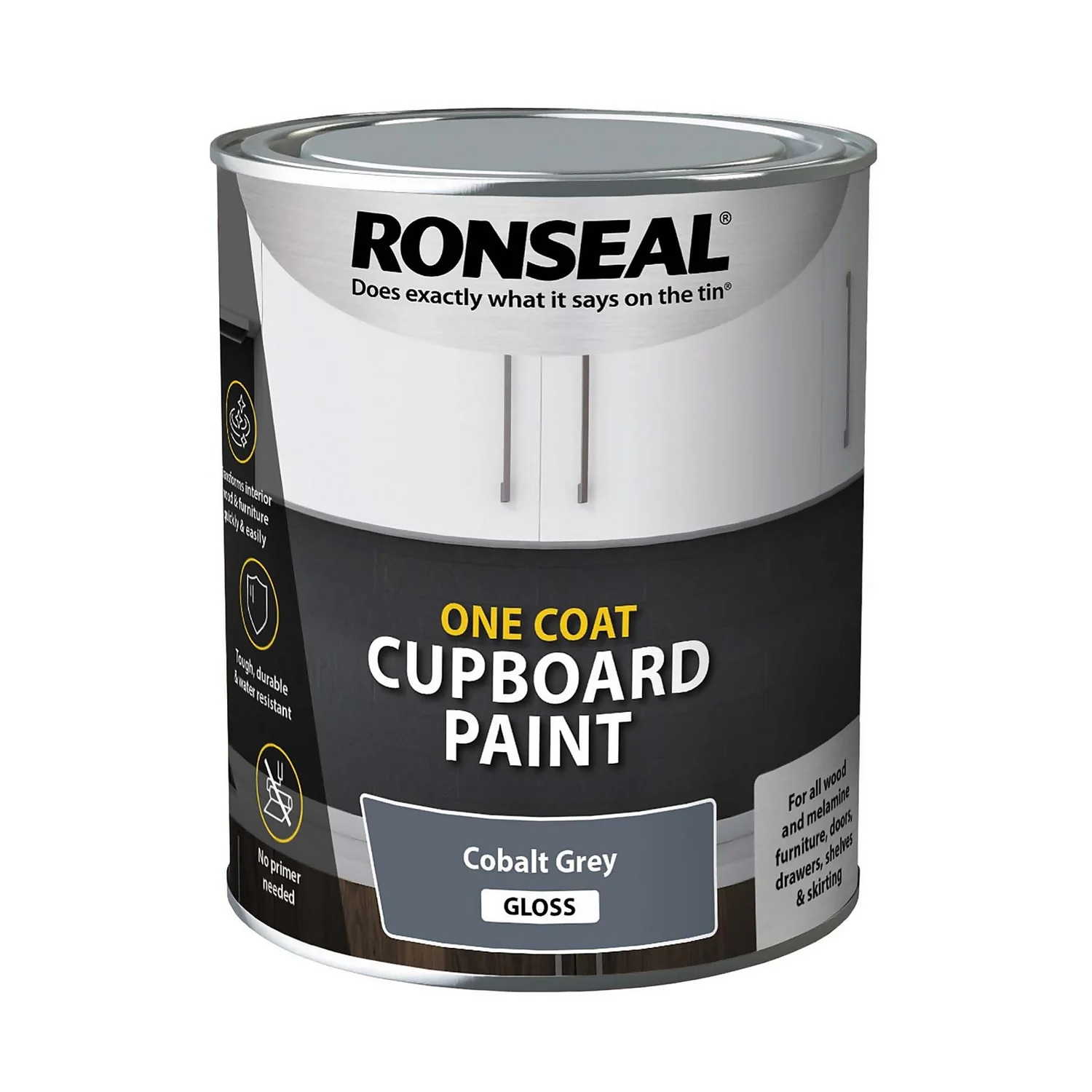 Ronseal One Coat Cupboard Paint Cobalt Grey Gloss - 750ml Ronseal One Coat Cupboard Paint Cobalt Grey Gloss - 750ml -Best Paint Store 13052749 6524876686074511