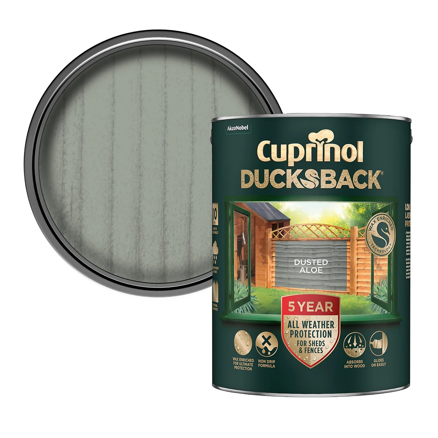 Cuprinol Ducksback Shed & Fence Paint Dusted Aloe - 5L Cuprinol Ducksback Shed & Fence Paint Dusted Aloe - 5L -Best Paint Store 14231557 9245036366607474