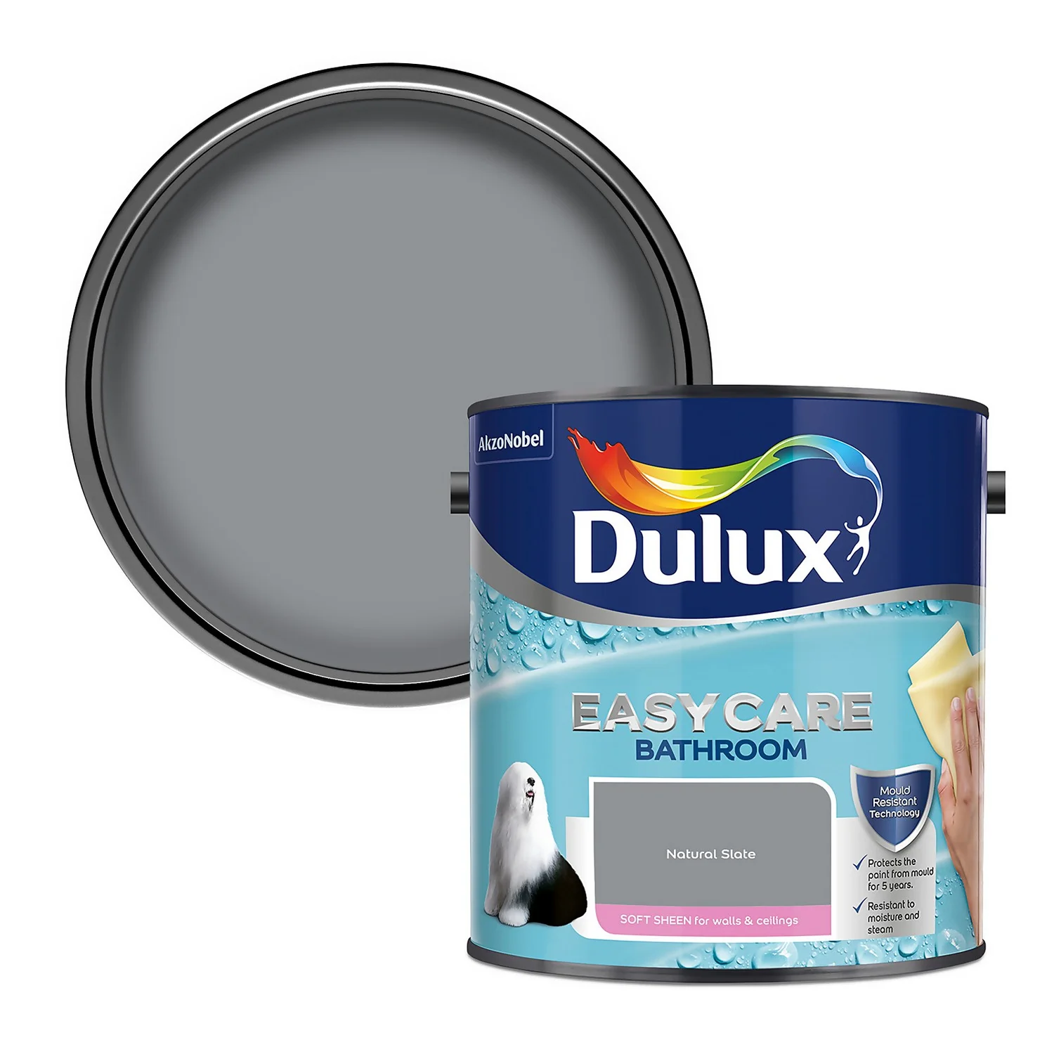 Dulux Easycare Bathroom Soft Sheen Paint Natural Slate - 2.5L Dulux Easycare Bathroom Soft Sheen Paint Natural Slate - 2.5L -Best Paint Store 14235062 6955036402003259