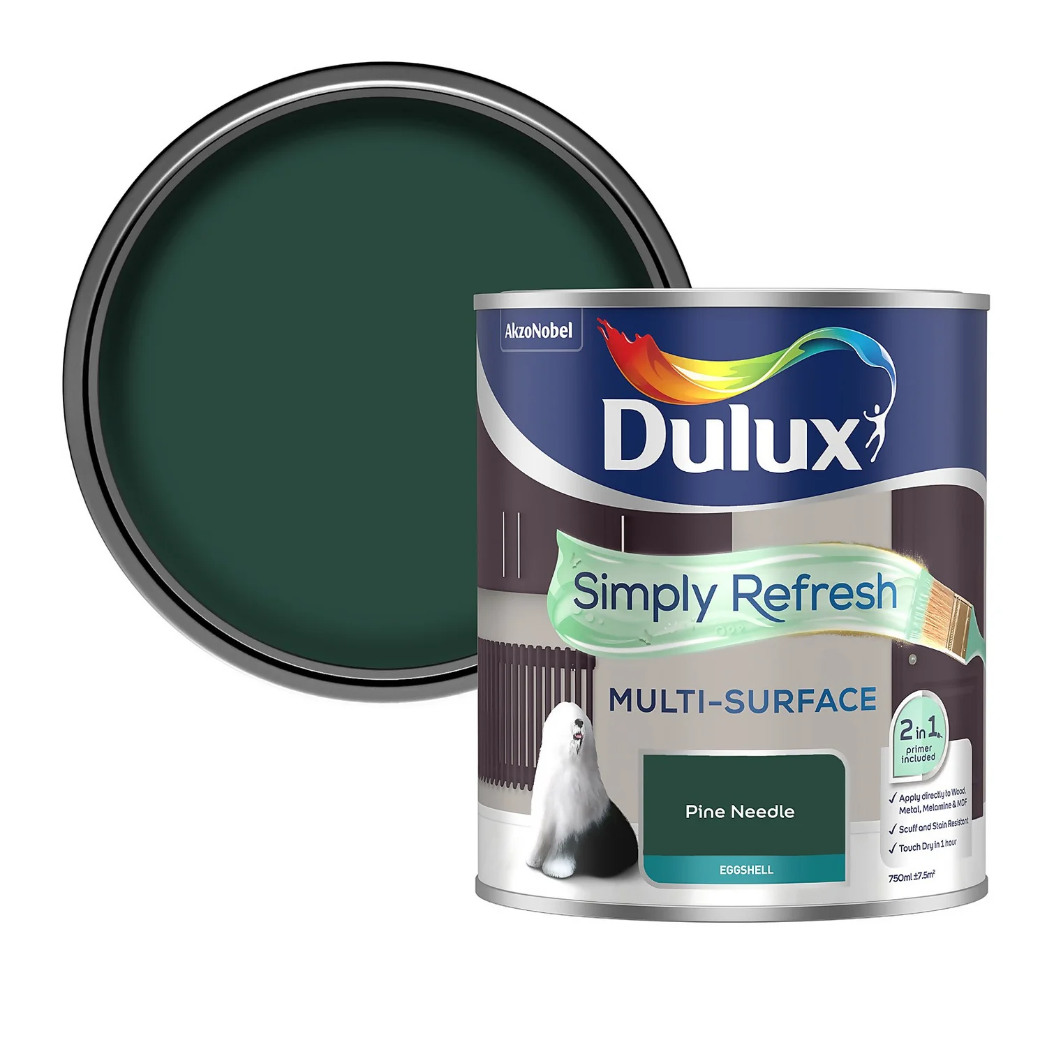 Dulux Simply Refresh Multi Surface Eggshell Paint Pine Needle - 750ml Dulux Simply Refresh Multi Surface Eggshell Paint Pine Needle - 750ml -Best Paint Store 14272808 1055036381849853